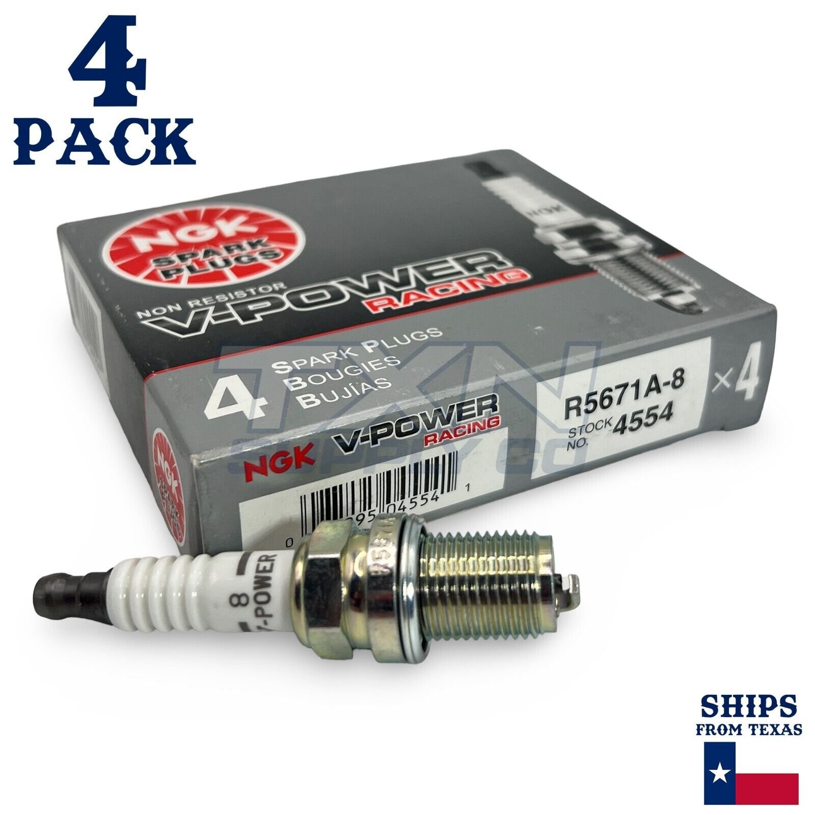 NGK 4554 Racing Spark Plugs R5671A-8 V-Power - 4 Pack