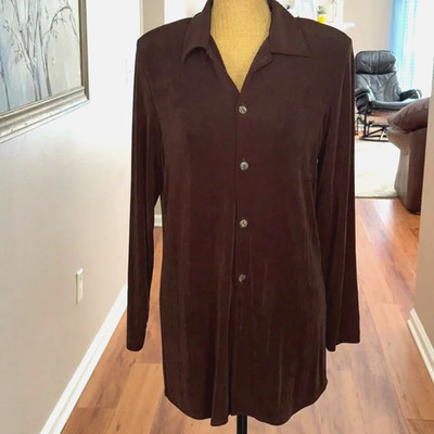 Chico's Private Edition NWT Dark Brown Long sleeve button Derby Jacket , 1 (M)