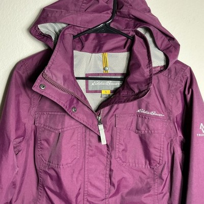 Eddie Bauer Jacket Women Small Purple Travex Weatheredge Waterproof Hooded Rain