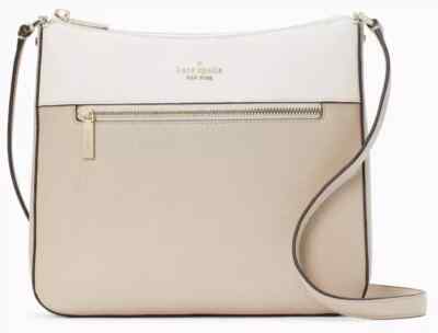 Kate Spade Leila Swingpack Crossbody Bag Beige White Leather