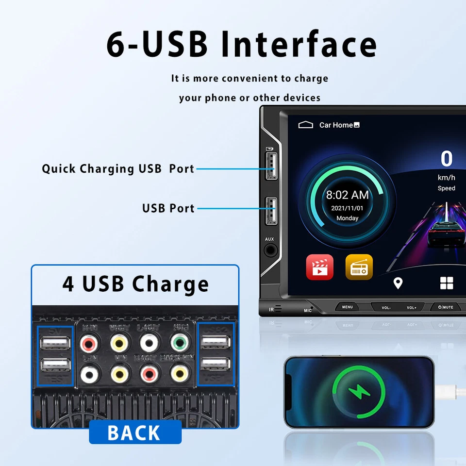 DAB+ 1+32G Android 15 Autoradio Carplay GPS NAVI WIFI BT RDS 6*USB Doppel 2DIN - Bild 2 von 4