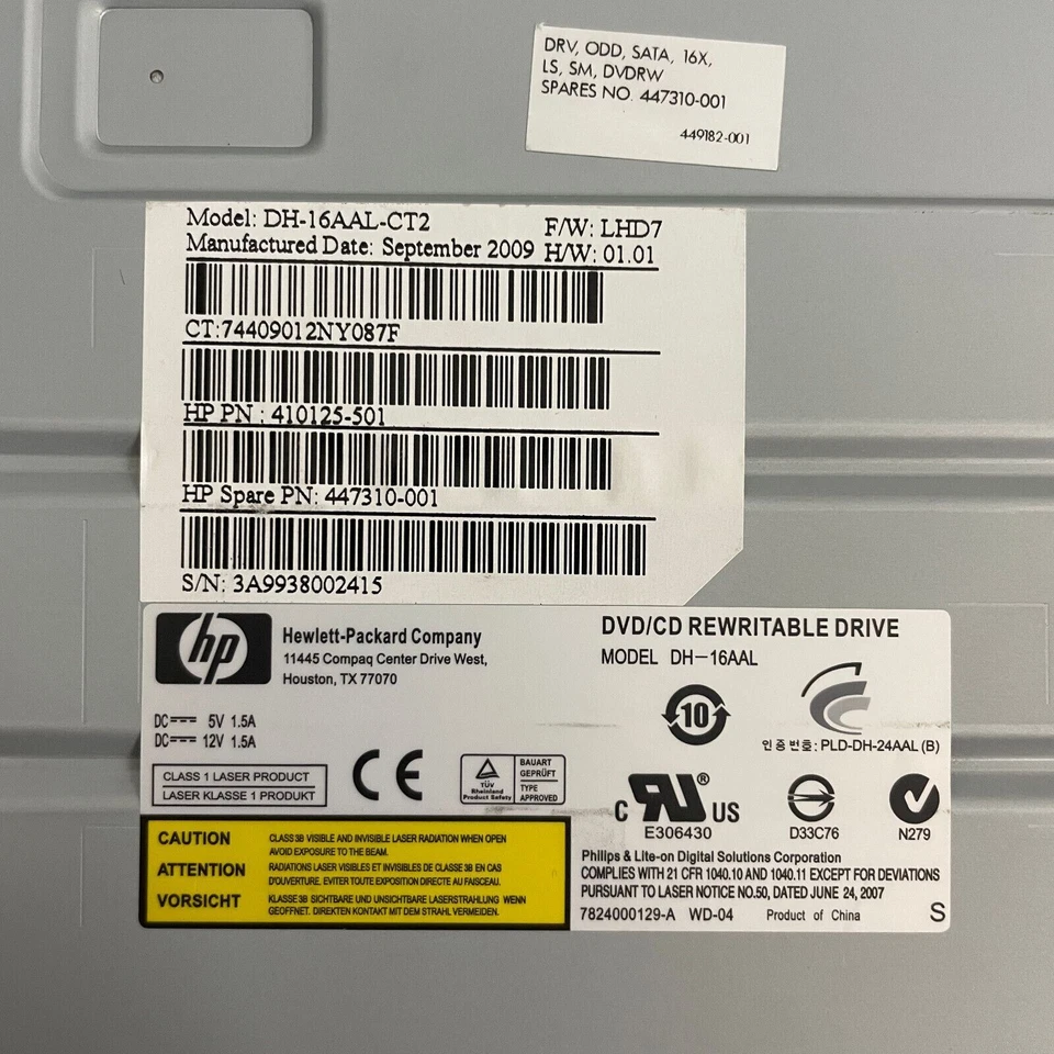 OEM Lite-on DH-16AAL DVD±RW SATA DL LightScribe Drive HP 410125-501 FW LHD7 - Image 3 of 4