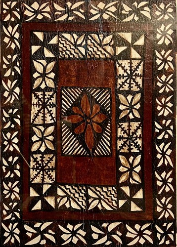 Framed Polynesian Oceanic Tapa Bark Cloth 24”x18.5” - Picture 2 of 14