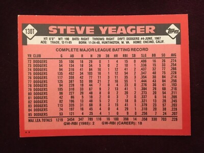 1986 Topps Traded #130T Mariners Steve Yeager Baseball Card | eBay