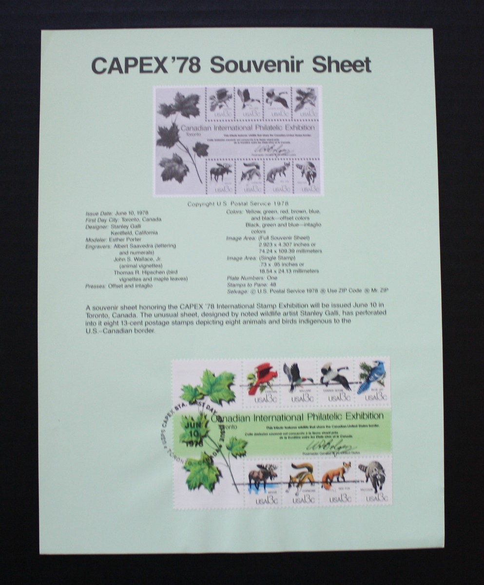 United States (#1757) 1978 USPS Souvenir Page - CAPEX '78 | eBay