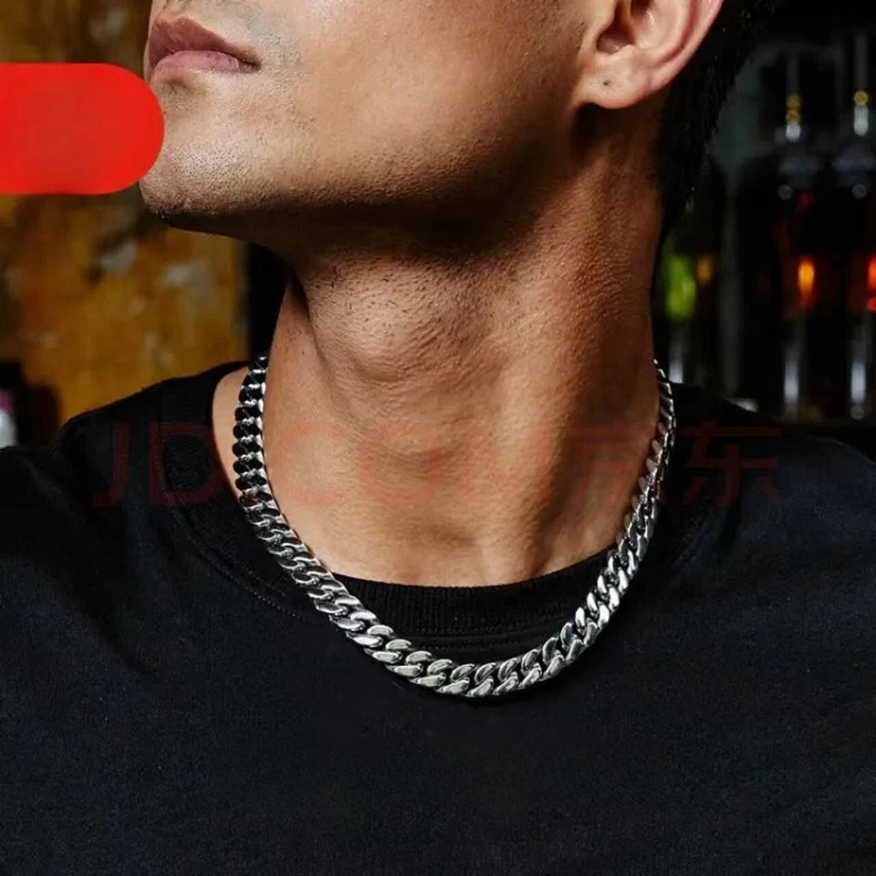 Collar o pulsera de cadena cubana Miami Hip Hop de acero inoxidable de 4 caras de 5-15 mm Foto 2 de 4