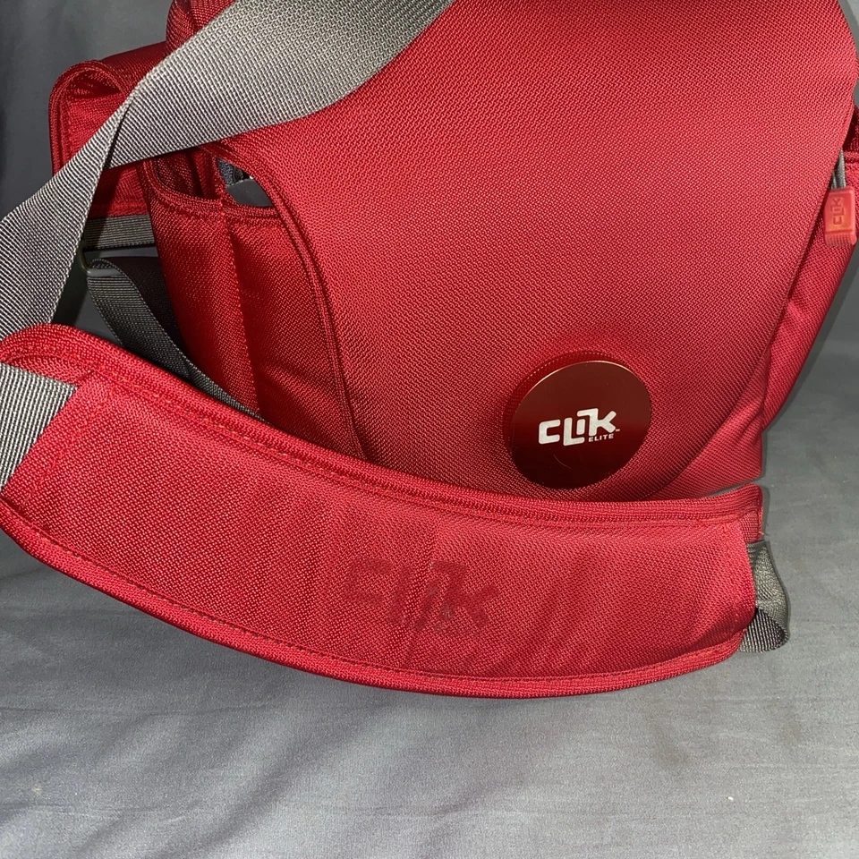 Estojo de câmera Click Elite vermelho acolchoado alça longa vários bolsos bolsa de chuva - Imagem 2 de 4