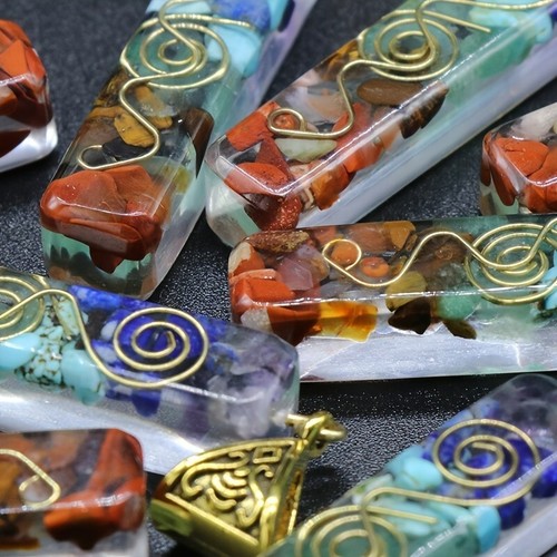 Natural Stone Orgonite Pendant 7 Chakra Healing Energy Reiki Unisex Necklace - Picture 2 of 6