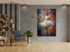 Modern Ballerina Girl Abstract Dancer Paint Wall Art Canvas Unframed Print Art