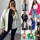 Women Chunky Knitted Oversize Cardigan Ladies Balloon Sleeve Long Short Cardigan