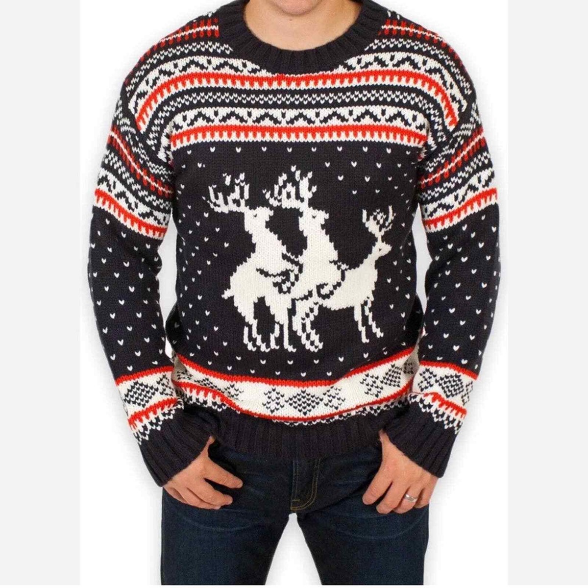 Festified Ugly Christmas Sweater Naughty Reindeer Threesome