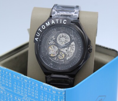 NEW AUTHENTIC AUTOMATIC FOSSIL SKELETON EVANSTON BLACK BQ2621 MEN'S WATCH