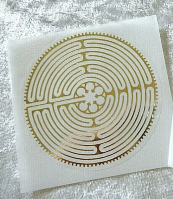 Aufkleber Labyrinth von Chartres gold  1x7,5cm  Fensterbild Sticker
