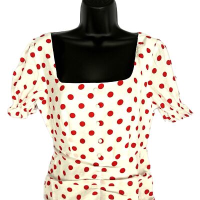 endless rose red polka dot dress Revolve Endless Rose Puff Sleeve Ruffle Dress White Red Polka Dot Women's  Size M