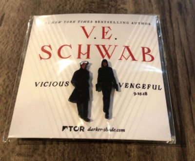 V.E. SCHWAB Vicious Vengeful NYCC Comic Con EXCLUSIVE TRADING PIN PINBACK