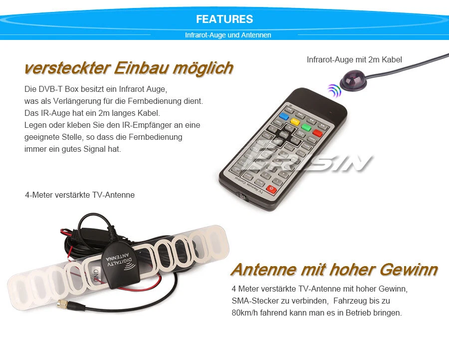 AUTO/KFZ Mobile HD DVB-T2/T Digital TV Empfänger HDMI H.265/264 MPEG-2/4 -ES336 - Bild 4 von 4