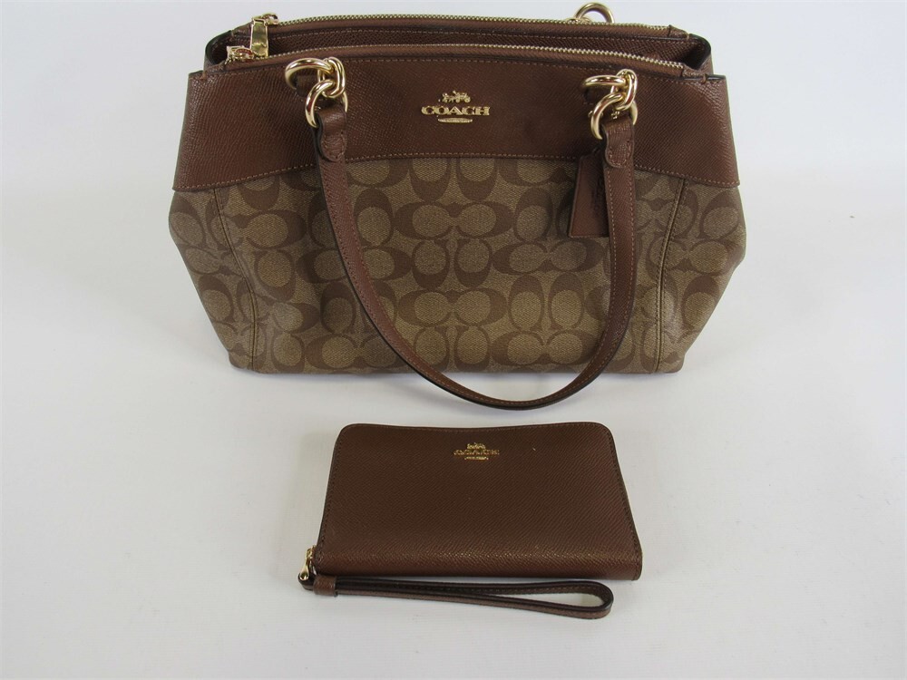Auth COACH Brooke Carryall In Signature Canvas F25396 KHAKI BROWN