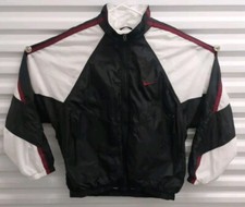 Vtg Nike Windbreaker 90s Jacket Mens XL Black Burgundy White Color Block Lined