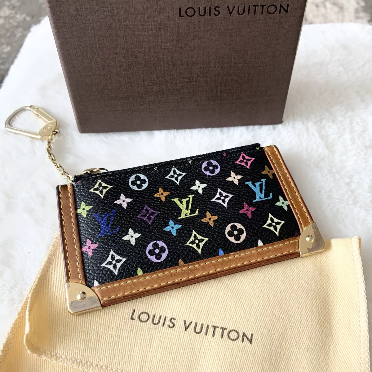 Louis Vuitton Monogram LV Logo Murakami Black Multicolor Key Card Pouch Cles