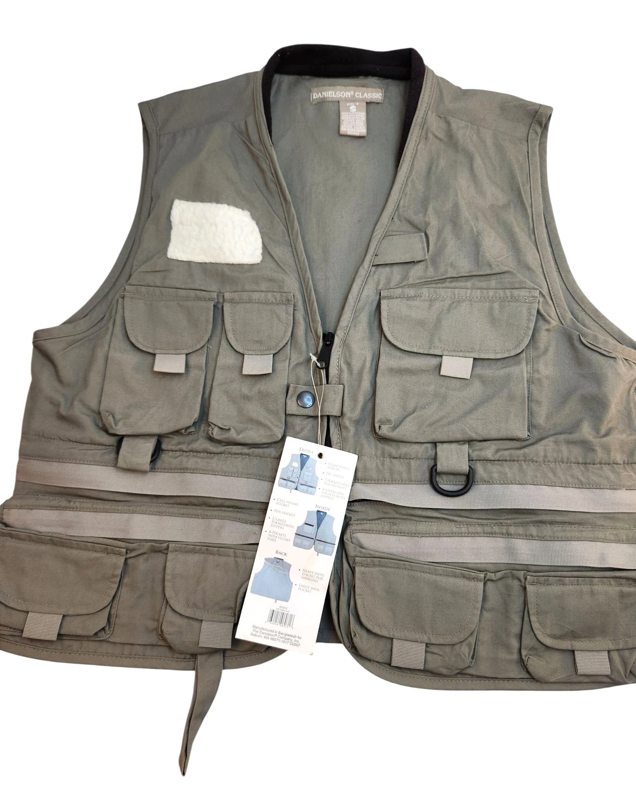 Anglers Fishing Vest With Multiple Pockets Adjustable Design Cotton Fabric Green