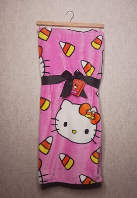 Hello Kitty Halloween Throw Blanket Pink Candy Corn  60  x 70  New With Tags