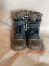 Boy s Cat Jack Navy Gray Faux Fur Boots Size 5 Water Resistant