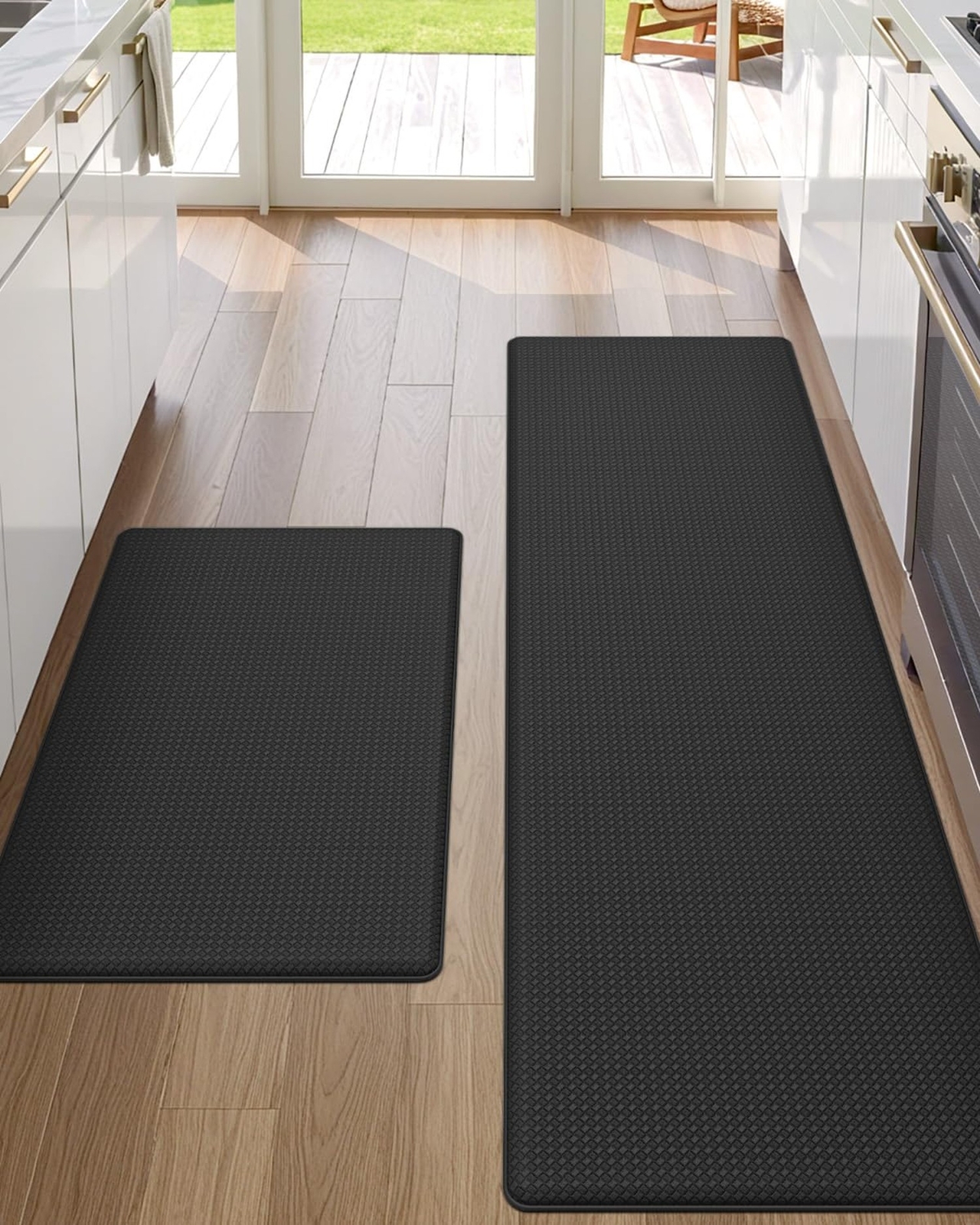 DEXI Anti-Fatigue Kitchen Floor Mats Set of 2 Cushioned 17x29 and 17x59 Waterproof