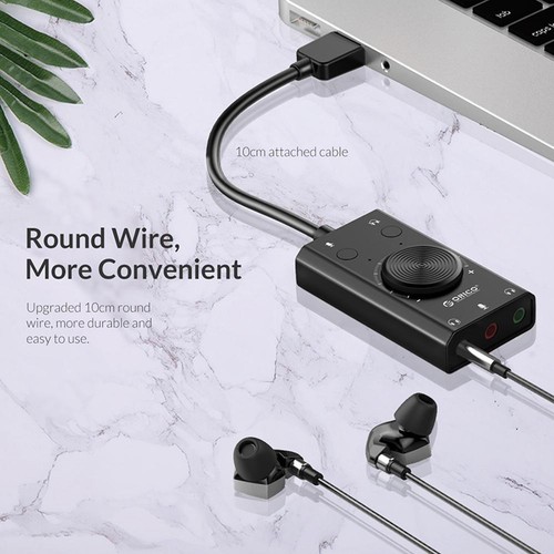 New ORICO USB Sound Card For Microphone Earphone 2 in1 With 3 Port Output Volume - Picture 11 of 13