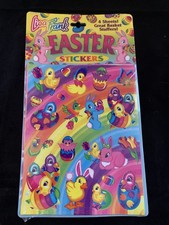 Lisa Frank Easter Stickers 4 Sheets Bunnies Eggs Ducks Flowers Vintage 1990s NEW