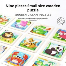 Set of 12 Wooden Jigsaw Puzzles for Kids Age 3-5 Year Old 9 Piece Animals RANDOM