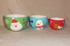 Set of 3 Ceramic Nesting Christmas Bowls - Boston Warehouse - Santa Snowman Deer — photo 2