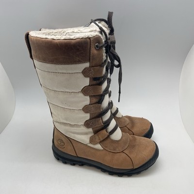 Timberland Boots Womens 7 MT. Hayes Tall Waterproof Brown Fur Lined Shoes 6910B