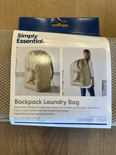 Laundry Bag Backpack Tan Shoulder Straps New