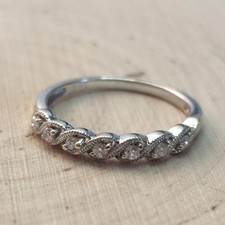 9ct White Gold Ring Diamond 0.10ct Stones Ring Size M 1/2 Full UK Hallmarked