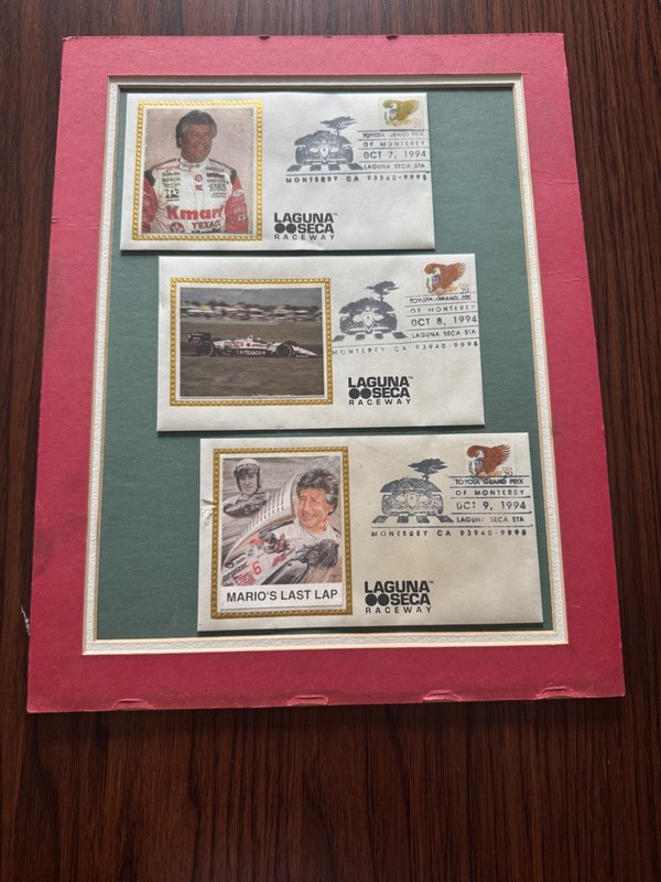 1994 Matted Mario Andretti Laguna Seca Raceway Postmarked Envilopes