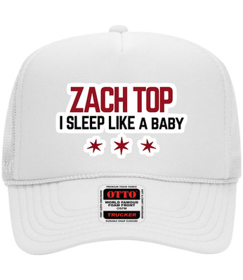 Zach Top I Sleep Like A Baby White Otto Foam Trucker Snapback Hat Cap