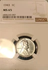 1943 Lincoln Cent NGC MS 65