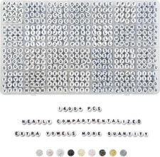 1400 Pieces Letter Beads - 4X7Mm White round Letter Beads for Bracelets - Acryli