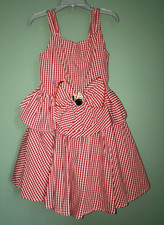 NEW DISNEY STORE MICKEY MOUSE RED WHITE GINGHAM PLAID BOW SMOCKED DRESS UP 5 6