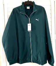 Puma Men's Full Zip Lined Windbreaker  Green Terrain Sz L 629902-75