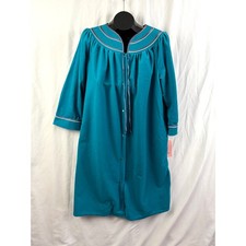 VTG Carriage Court Sears Turquoise Snap Housecoat Robe Duster L NWT