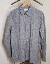 Onia Mens Linen Safari Overshirt Jacket Chore Size Small Grey Chambray Button Up