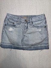 Girls Justice Light Blue Jean Skirt With Shorts Attached Underneath Size 7 Reg
