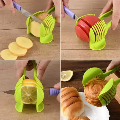  Tomato Slicer Holder Lemon Cutter Onion Slicer Clip Fruit Vegetable Cutting Too