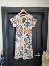 M&S Linen Blend Vintage Style Floral Print Dress UK Size 8 Reg BNWT