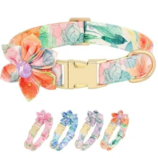Girl Dog Collar Floral Pattern Soft Pet Strap Flower Cute Large Colorful
