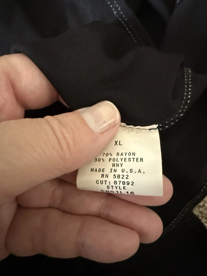 Studio M XL Black Jersey Elastic Waist Skirt, White Stitching, Asymmetric Godet - Image 4 of 4