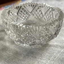 Ornate cut glass open salt dish.