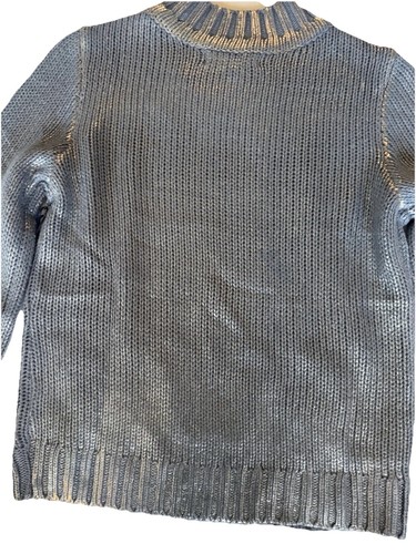 Designer Rachel Roy Women’s Sweater Mock Neck Metallic Blue Cable Knit NWT Small - Picture 7 of 10