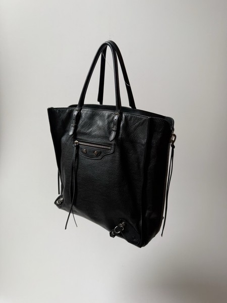 Balenciaga Papier A5 Slouchy Black Leather Tote Bag